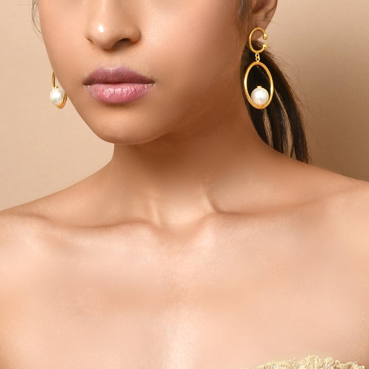 Gold Plated Pearl Handcrafted Earrings
