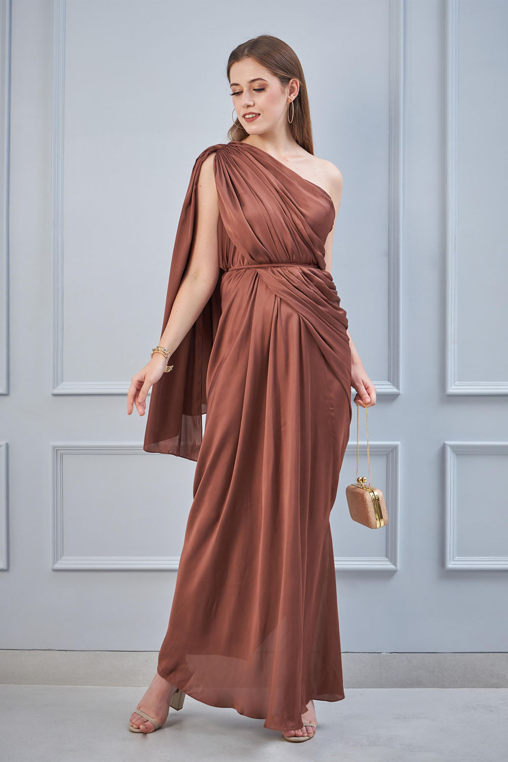 One Shoulder Draped Gown